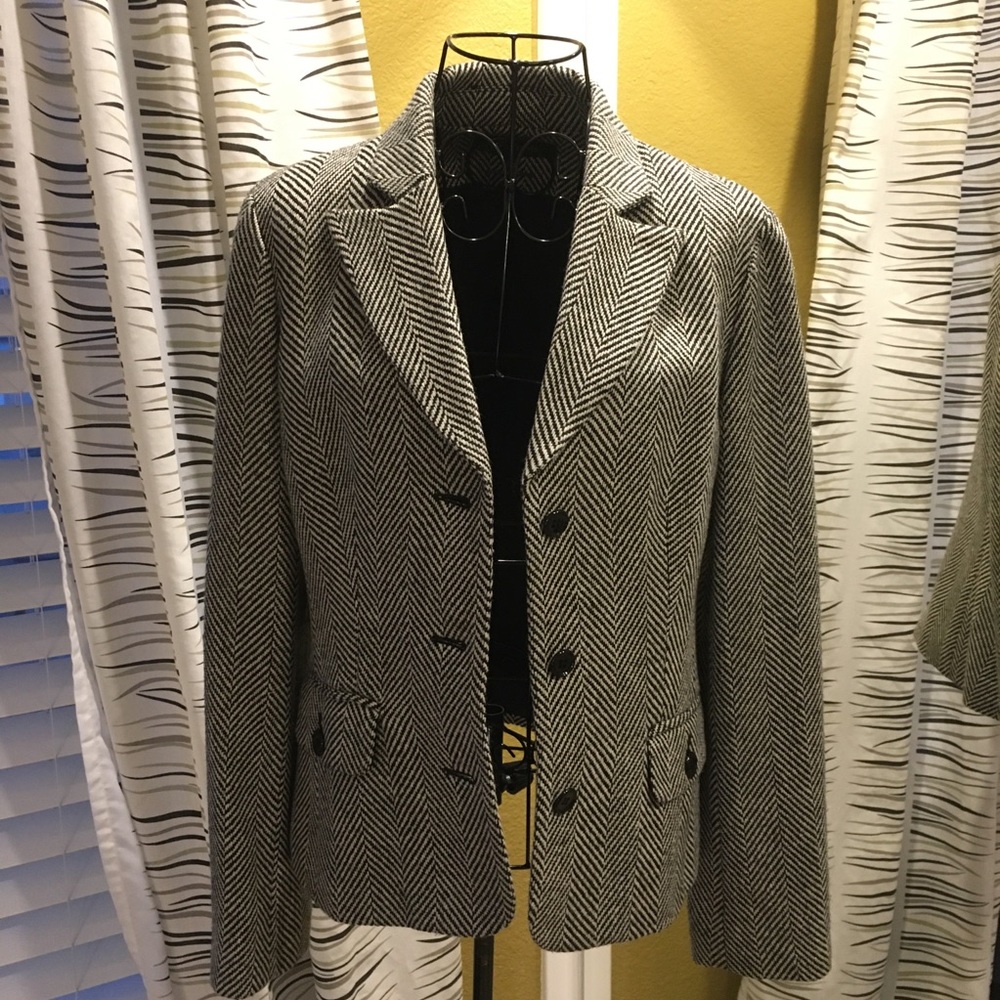 Anne Klein Black White Striped Blazer